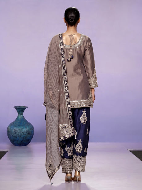 Beige mirrorwork festive women salwar suit