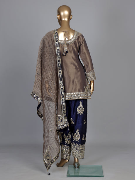 Beige mirrorwork festive women salwar suit