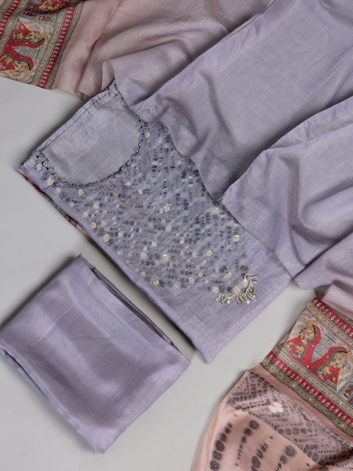 Lavender royal procession printed women pant suit