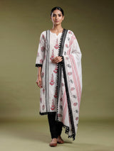 White vase motif leheriya women pant suit