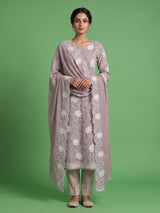 Dusty lavender zardosi vine women pant suit