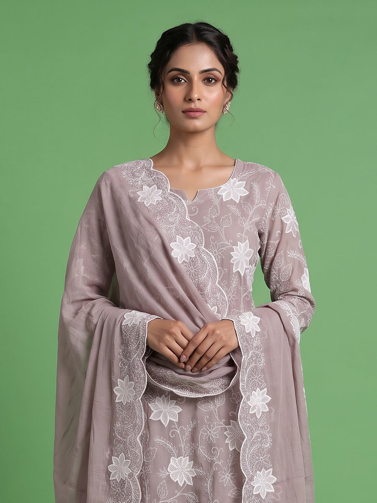 Dusty lavender zardosi vine women pant suit