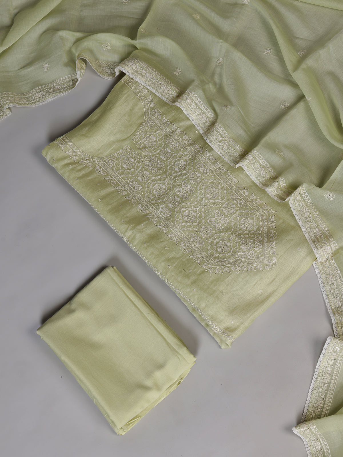 Pista green cotton blend women pant suit