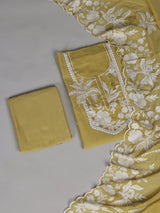 Mehendi yellow tropical palm women pant suit
