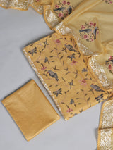 Yellow persian garden bird women pant suit