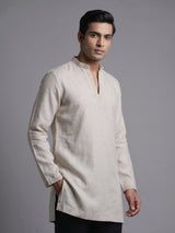 Natural beige linen short kurta