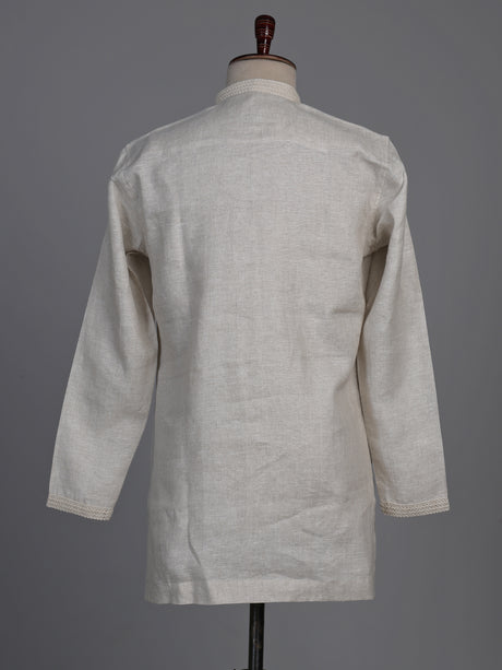 Natural beige linen short kurta