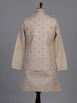 Antique beige zardosi embroidered bandhgala waistcoat set