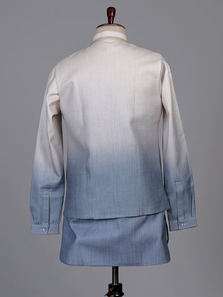 Slate blue ombre embellished waistcoat set