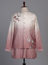 Onion pink ombre floral print silk waistcoat set
