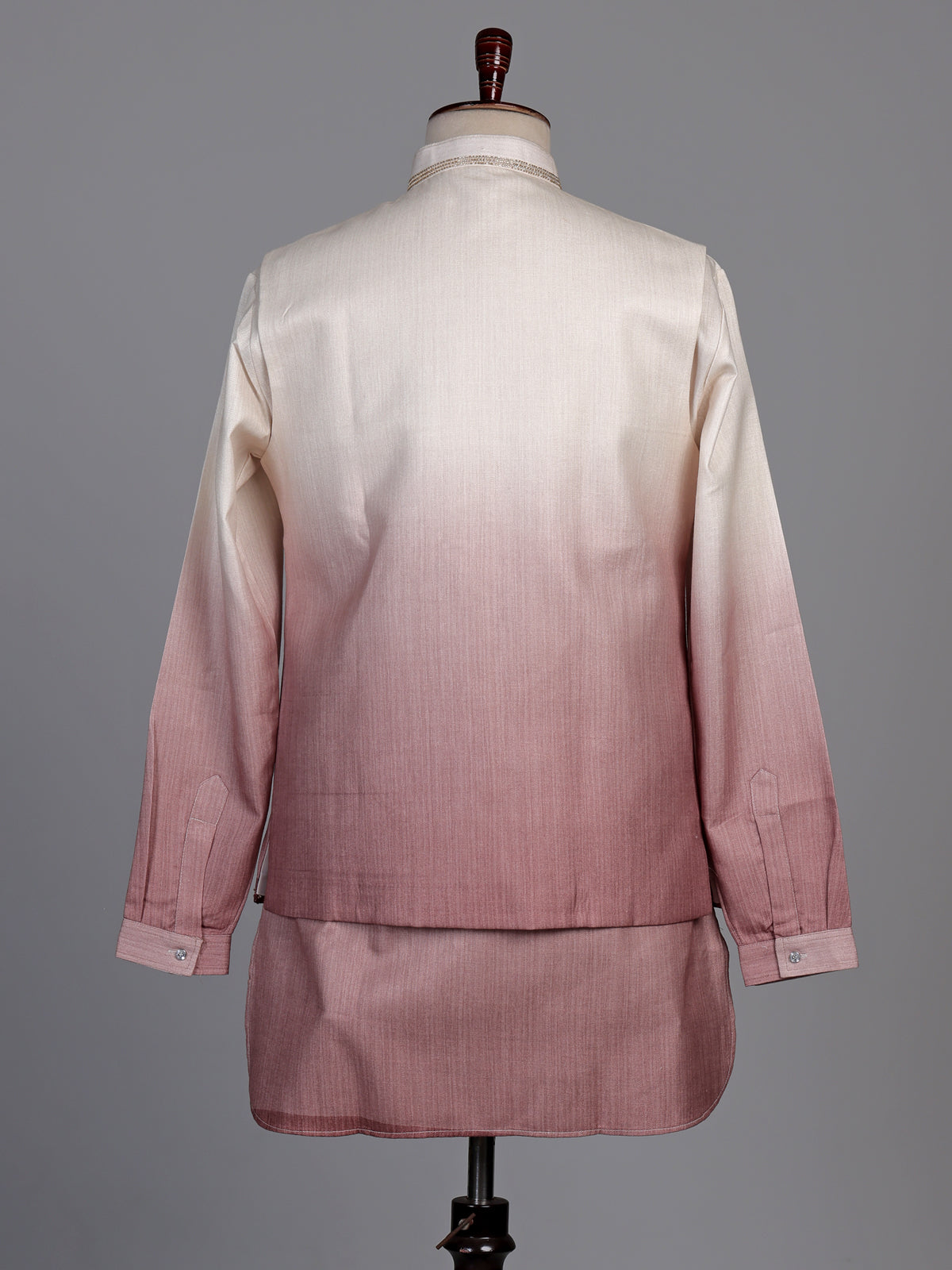 Onion pink ombre floral print silk waistcoat set