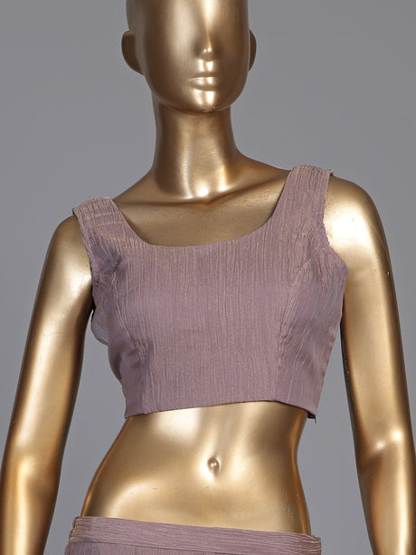 Pastel lavender lurex tissue palazzo suit with embellished yoke