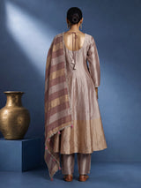 Pastel onion pink silk anarkali suit with intricate zardosi work