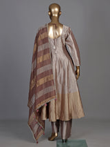 Pastel onion pink silk anarkali suit with intricate zardosi work
