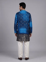 Royal blue bandhani kurta suit with zari embellished borders