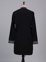 Black cotton blend kurta suit with gold mirror work
