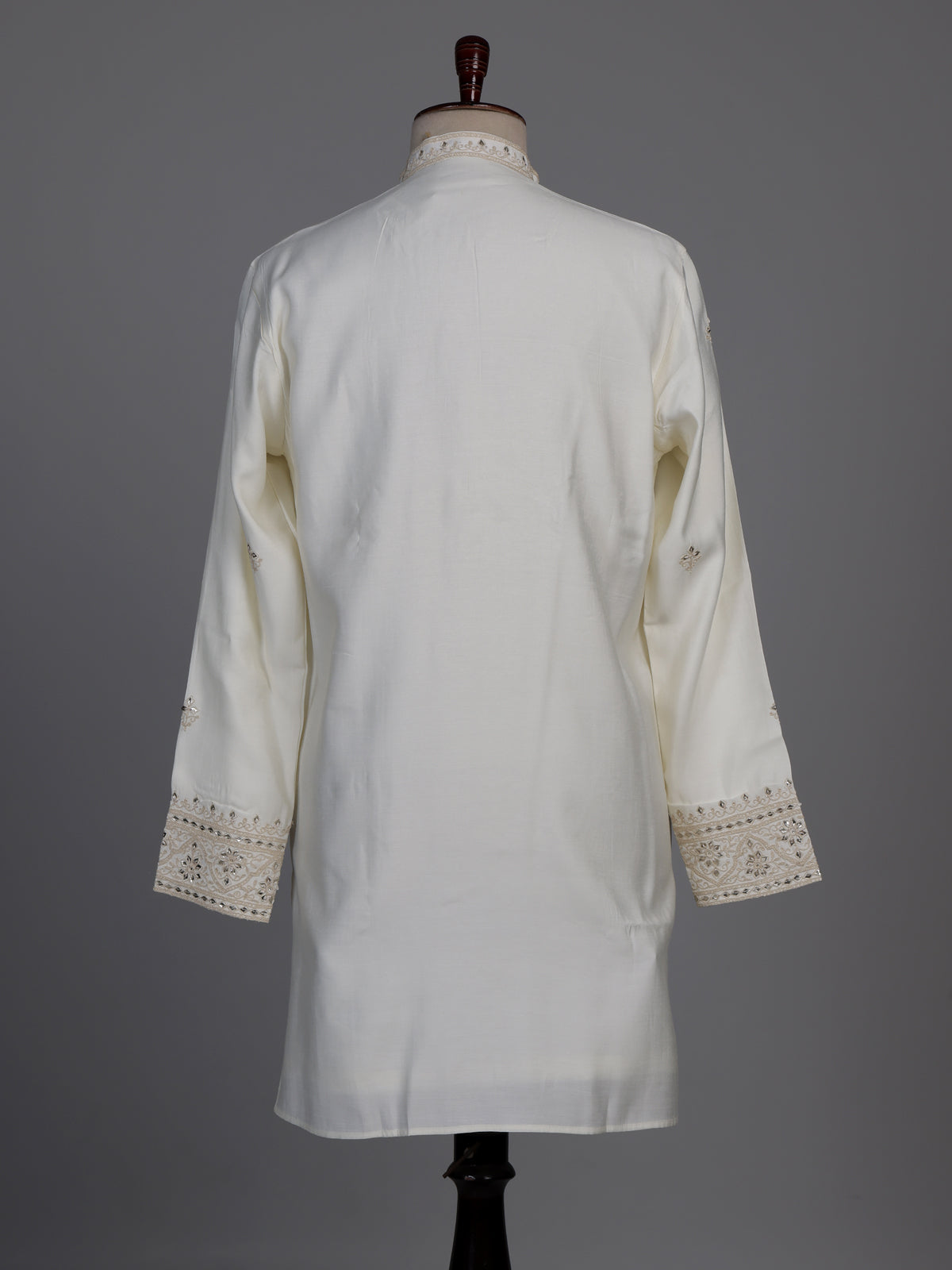White cotton silk kurta suit with gota patti detailing