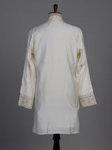 White cotton silk kurta suit with gota patti detailing
