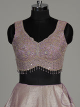 Lavender purple banarasi silk lehenga choli with zari embellishments