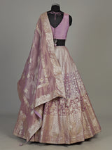Lavender purple banarasi silk lehenga choli with zari embellishments