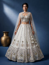 White net designer lehenga choli with sparkling diamond embellishments