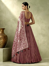 Pastel purple silk lehenga choli with zari tassel dupatta