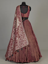 Pastel purple silk lehenga choli with zari tassel dupatta
