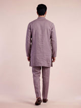Dusty mauve purple linen short kurta suit