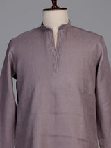Dusty mauve purple linen short kurta suit