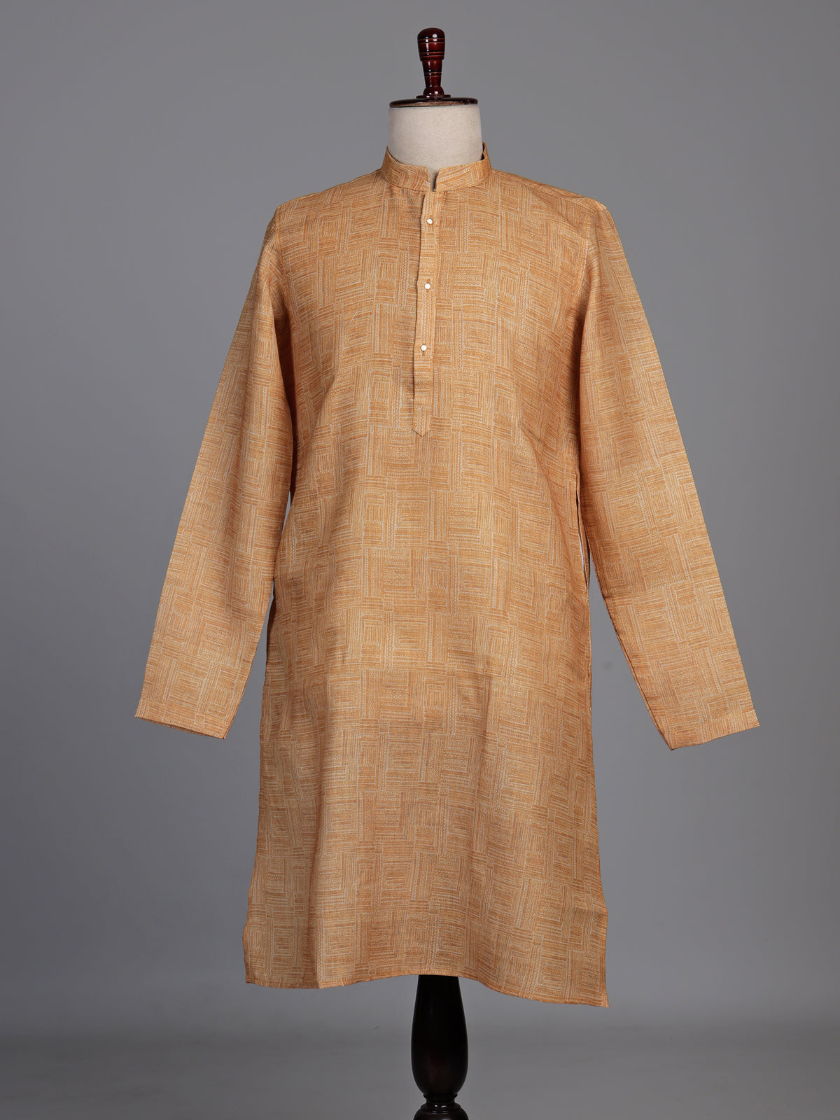 Mustard yellow textured cotton kurta suit