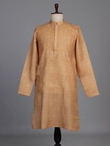 Mustard yellow textured cotton kurta suit