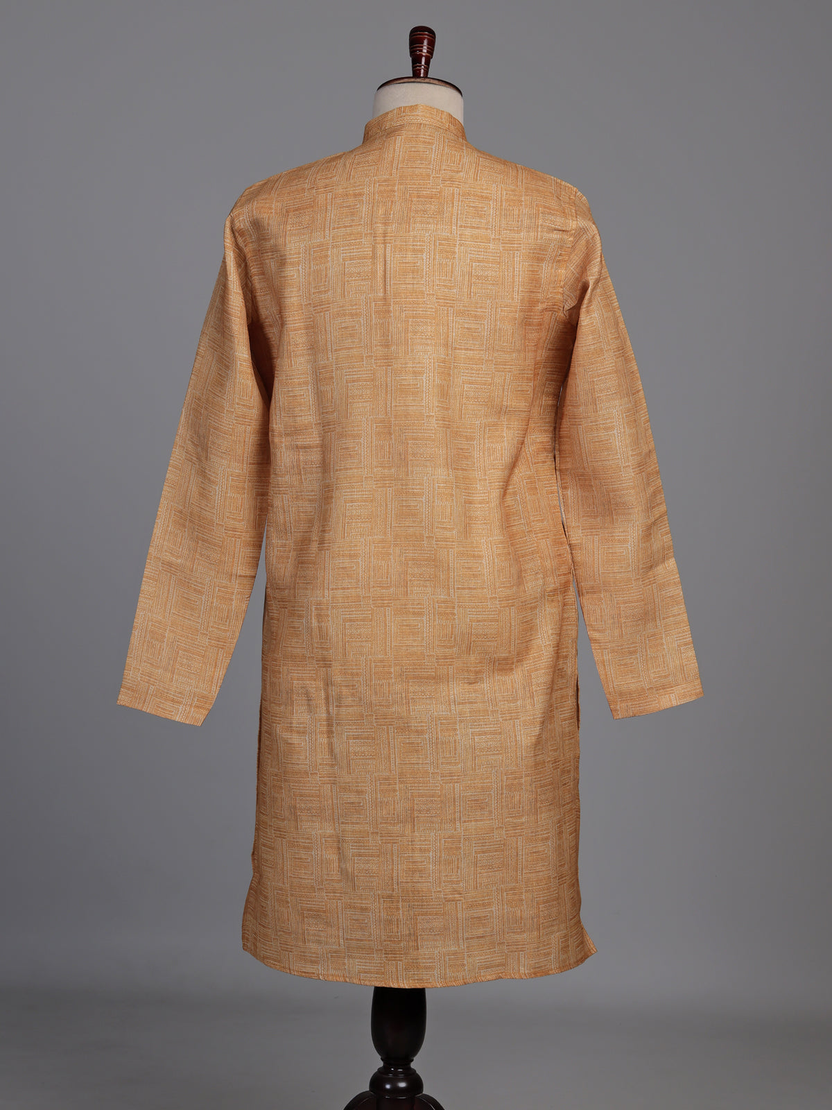 Mustard yellow textured cotton kurta suit