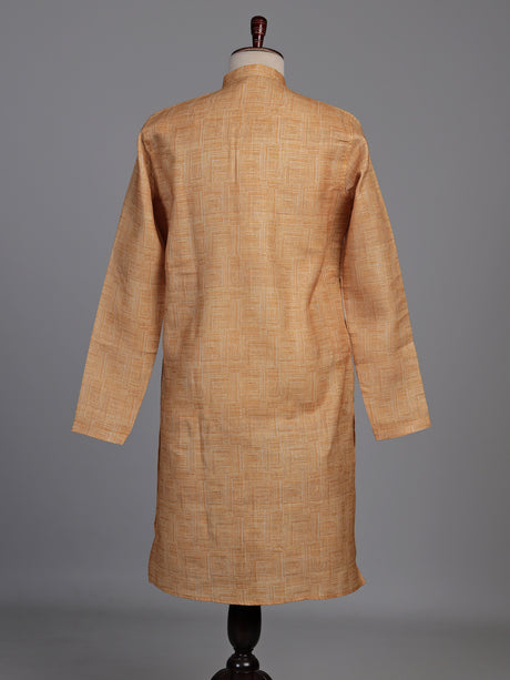 Mustard yellow textured cotton kurta suit