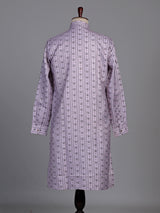 Soft lilac cotton kurta suit with printed vertical stripes