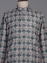 Cream kurta suit with multicolour persian architectural mosaic print