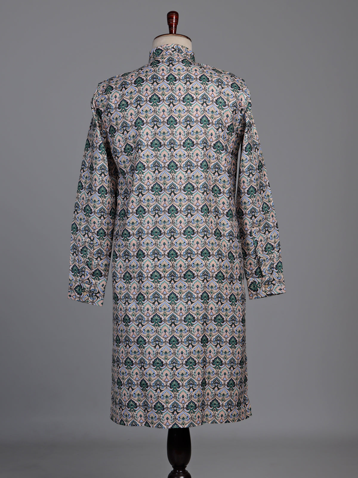 Cream kurta suit with multicolour persian architectural mosaic print