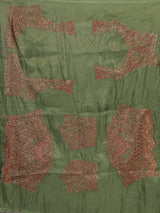 Green crinkled silk unstitched lehenga choli with zardosi work