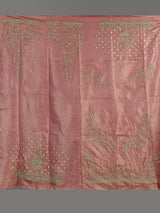 Pastel pink silk unstitched lehenga choli with resham embellishments