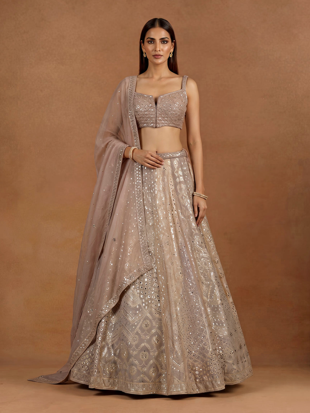 Grape purple silk lehenga choli with luxurious zardosi embellishments