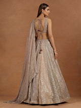 Grape purple silk lehenga choli with luxurious zardosi embellishments