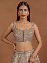 Grape purple silk lehenga choli with luxurious zardosi embellishments