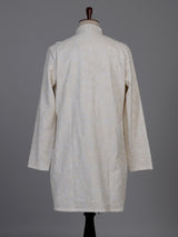Ivory white lucknowi embroidered kurta suit with subtle bead work