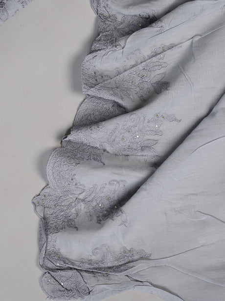 Grey mirrorwork botanical jaal women pant suit