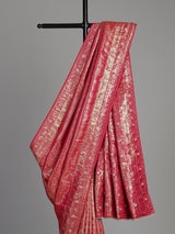 Rani pink tissue silk saree with ornate mirror and zardosi embellishments