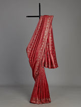 Rani pink kanjivaram silk saree with intricate sequins and mirror detailing