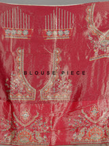 Cream pashmina saree with floral embroidery and contrasting zari pallu