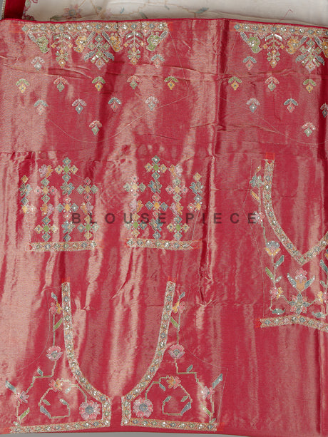 Cream pojisan silk saree with floral motifs and ornate zardosi embroidery