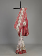 Cream pashmina saree with floral embroidery and diamond embellishments
