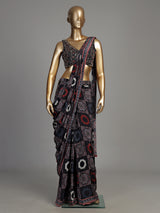 Black modal silk ready-to-wear saree with embellished blouse