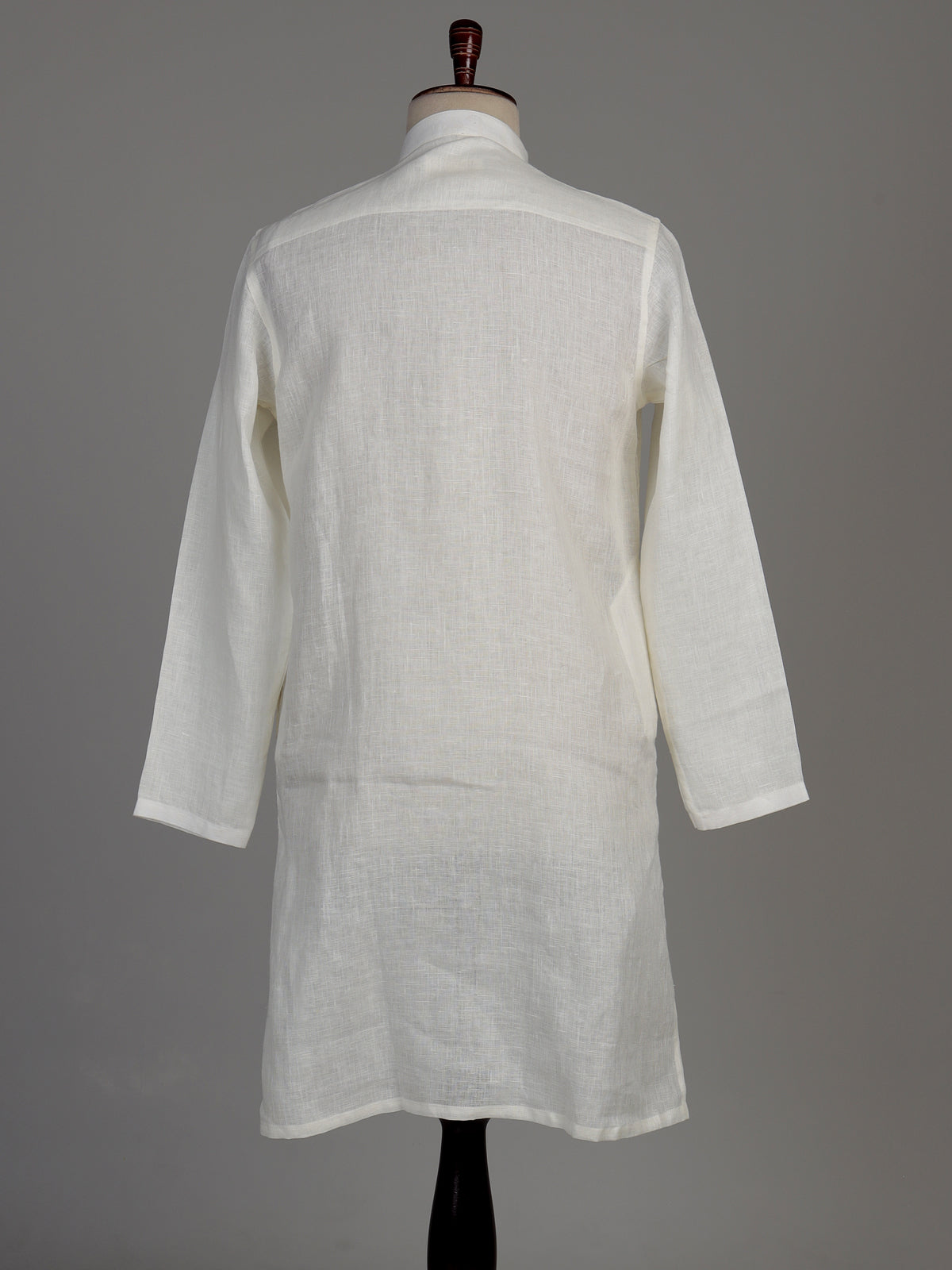 Cream cotton linen kurta suit with floral Chikankari embroidery for mens
